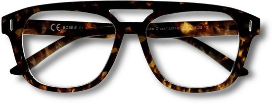 Ear2Ear Bobbie-01 leesbril Bruin tortoise retro Aviator +1.00 incl opbergpouch