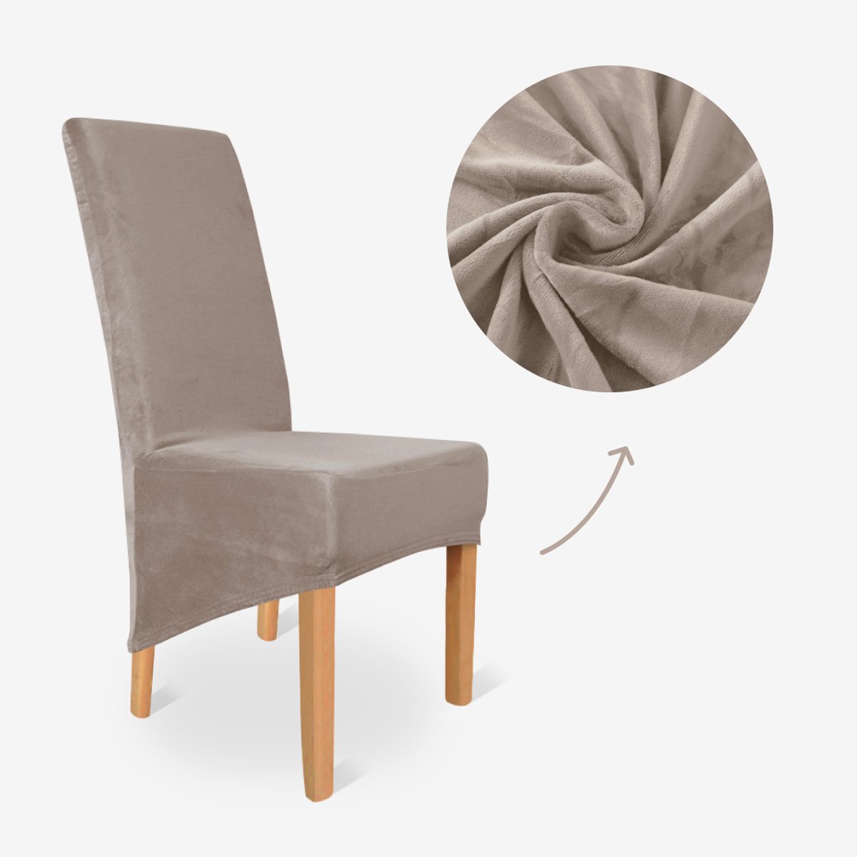 BankhoesDiscounter Velvet Hoge Rugleuning Stoelhoes – Champagne – Eetkamer Stoelhoezen – Stoelhoezen Eetkamerstoelen – Stoelhoezen Stretch