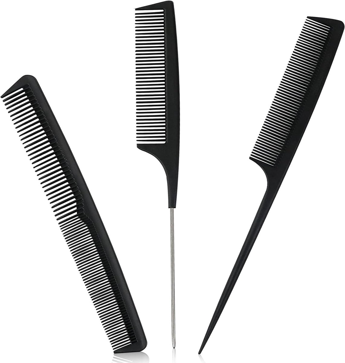 Haarkam, set met 3 kammen van koolstofvezel, dun en antistatisch, voor salon en heren