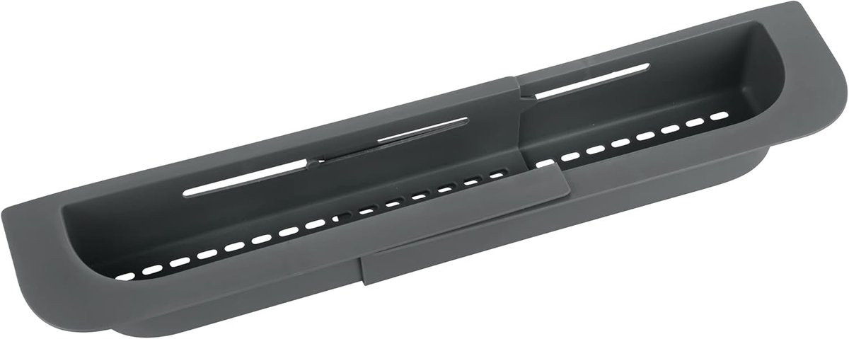Famanu – Spoelbak organizer met extra legplank - uittrekbare keukenorganizer voor afwasmiddelen en bestek - geschikt voor afdruipen en opbergen - grijs