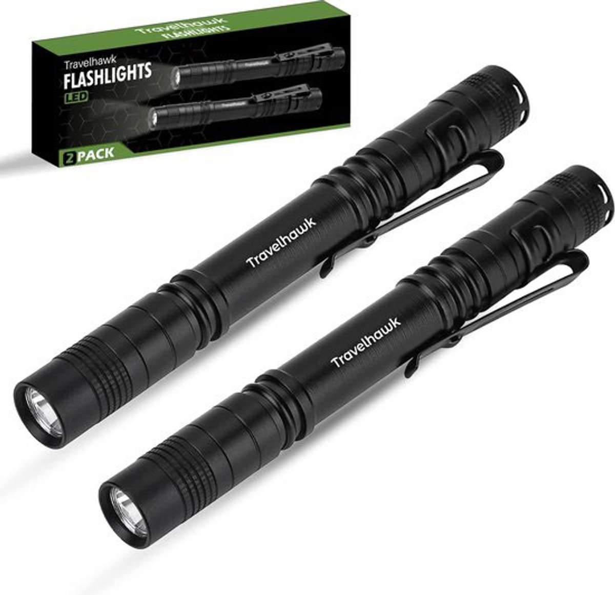 Travelhawk Zaklamp Led - Zaklamp Militaire - 100 Lumen - Waterproof - 2 stuks