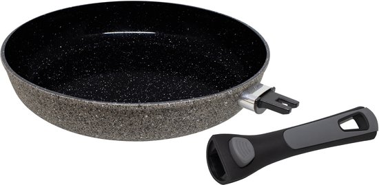 Eurotrail Koekenpan Stone Ø 24 cm - Koekenpan - Gezond Koken - Afneembare Handgreep - Keramische Antiaanbaklaag - Ruimtebesparend van Eurotrail — afbeelding 2