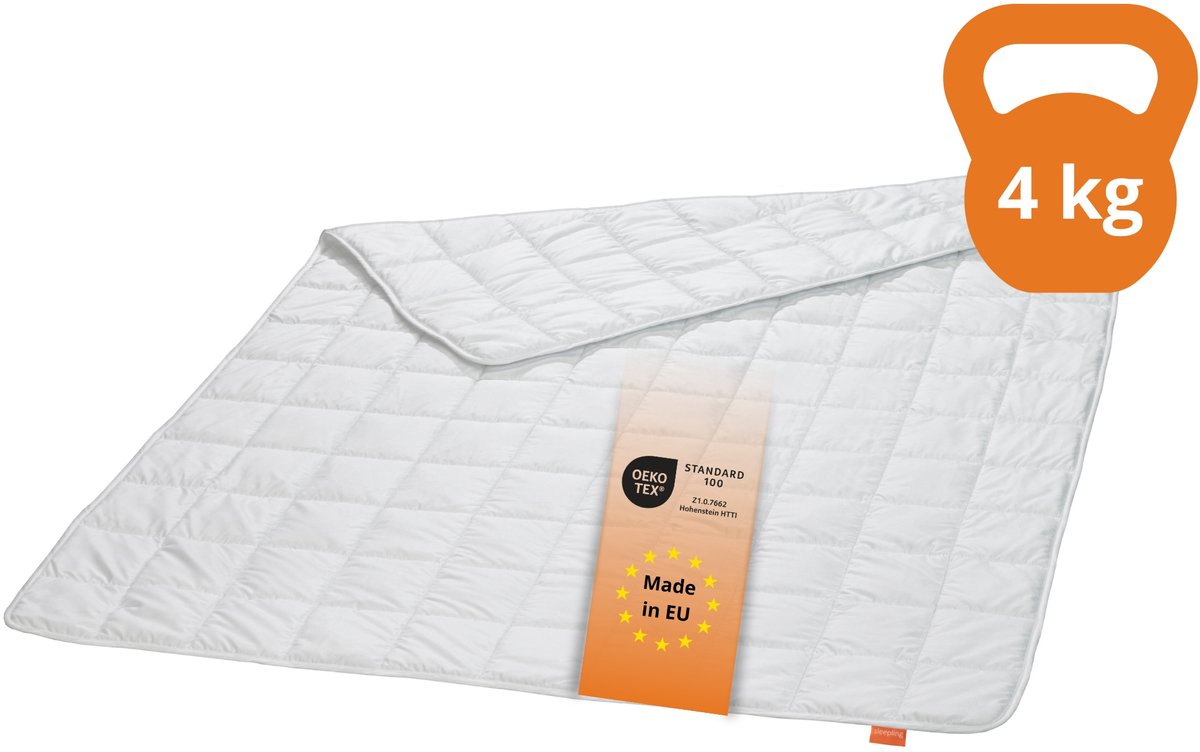 Sleepling verzwaringsdeken 4 kg - zwaar dekbed 155x220 cm - weighted blanket met glasparelvulling - als zware deken, therapiedeken, ontspanningsdeken tegen slaapproblemen en stress - Made in EU - 155 x 220 cm - wit