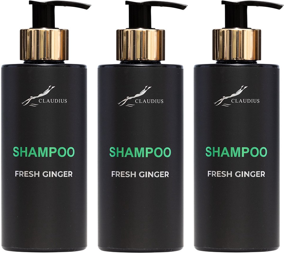 Shampoo Fresh Ginger 300 ml - gouden pomp - 3 stuks