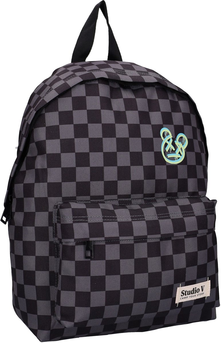 Studio V Double Check - Rugzak - Gevoerd - 11,5 liter - 37 x 26 x 12 cm - Geruit - Zwart