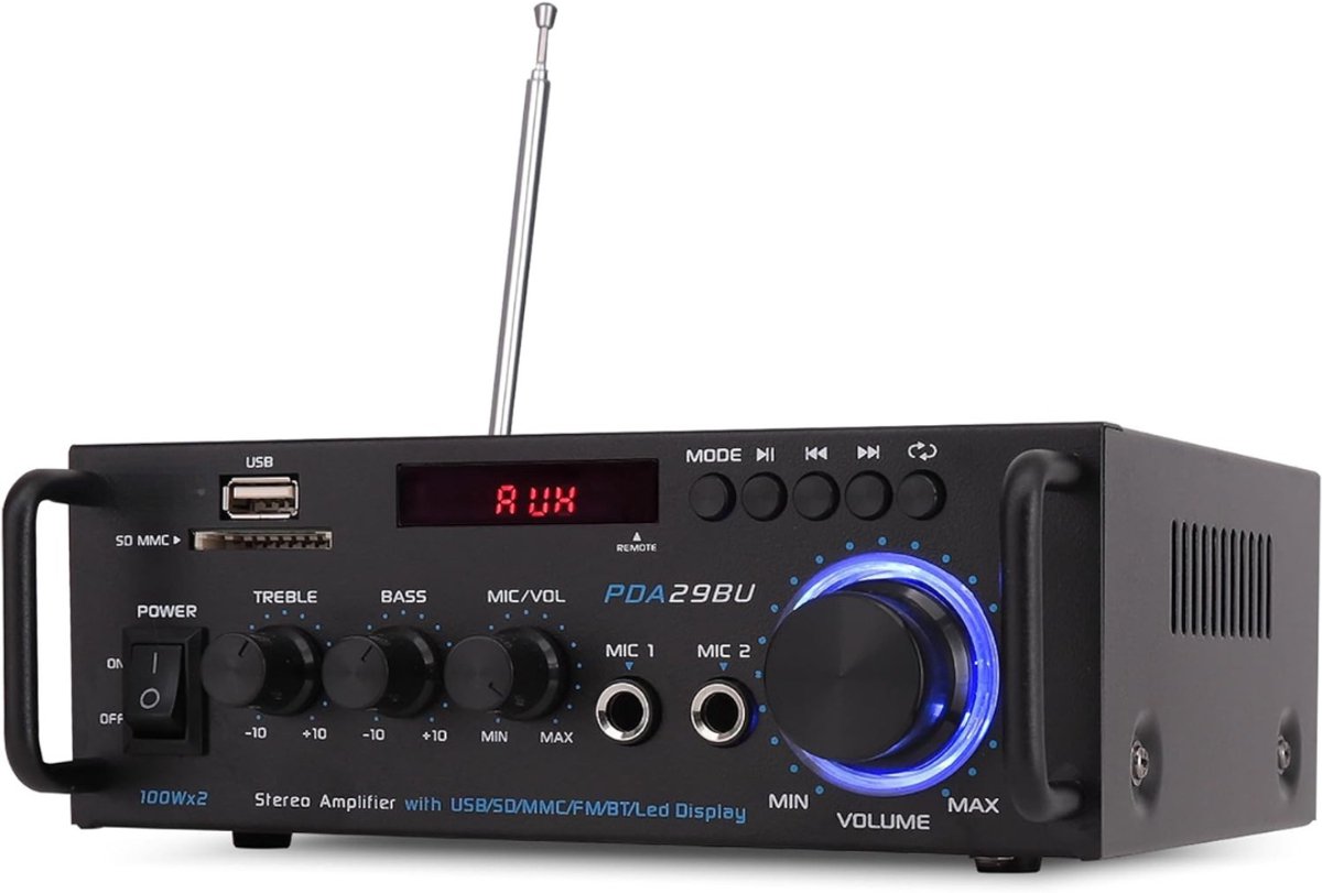 NBAP® Audio Versterker - Stereo Versterker - Amplifier - Complete Set-Zwart