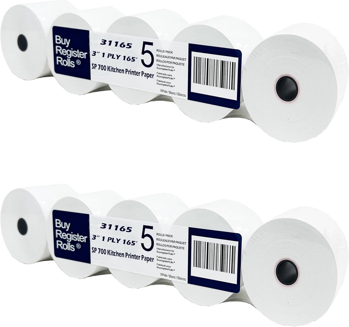 Kassabon Papier Rolletjes - 3 Inch x 165 Feet - 1 Laags voor POS Printers