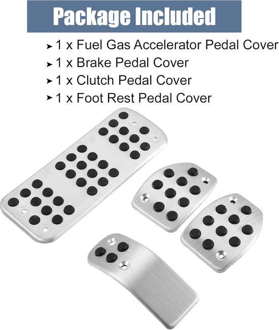 4 Delige Antislip Pedaal Cover Set voor Peugeot 207, 208, 307 - Aluminium & Rubber van Peugeot — afbeelding 5