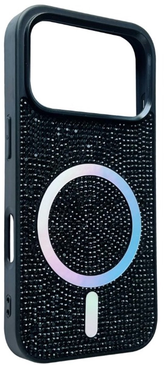 Geschikt voor iPhone 17 Pro Luxe Bling Magnetic Case - Zwart met glitters