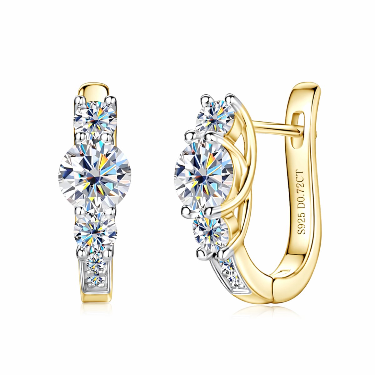 Lumici® Exclusive | GRA Gecertificeerde Moissanite Halo Stud Oorbellen - 1.44 CT - D VVS1 - Geelgoud Verguld S925 - Luxe Cluster Design - Voor Haar - Verloving & Speciale Gelegenheden - Moederdag - Valentijnscadeau - Verrassing - Goud