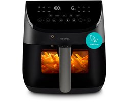 MEDION X20 XL Heteluchtfriteuse (6,6 L, 5 vleesprogramma’s met kerntemperatuursonde, stille DC-motor 1.700 W, 10 programma’s, PFAS-vrij, ILAG coating)
