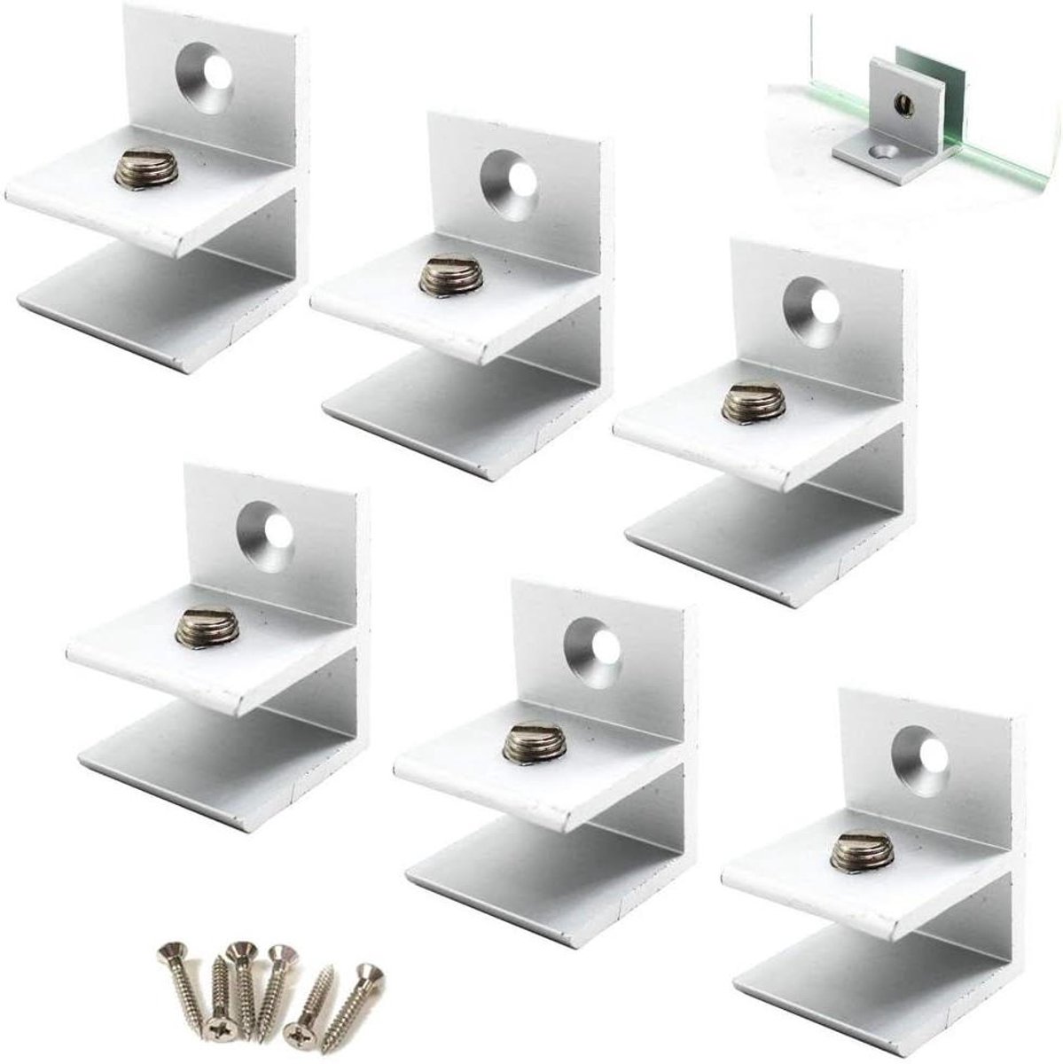 Glas Klemmen voor 5-10mm Dik Glas met Aluminium Ondersteuning - 6 Stuks met Schroeven