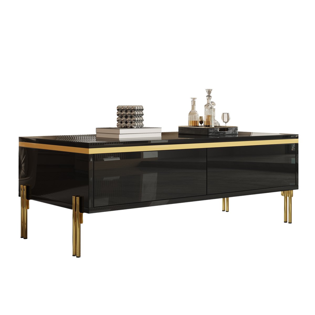 Salontafel - 100x50x36 cm - Hoogglans Multifunctioneel Modern Design - MDF - Wit