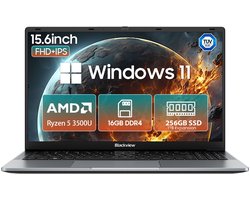 Blackview AceBook 6 Laptop - 15,6 inch Full HD - 16 GB RAM - 512 GB SSD - AMD Ryzen 5 3500U - Windows 11 Notebook - UHD Graphics - Grijs