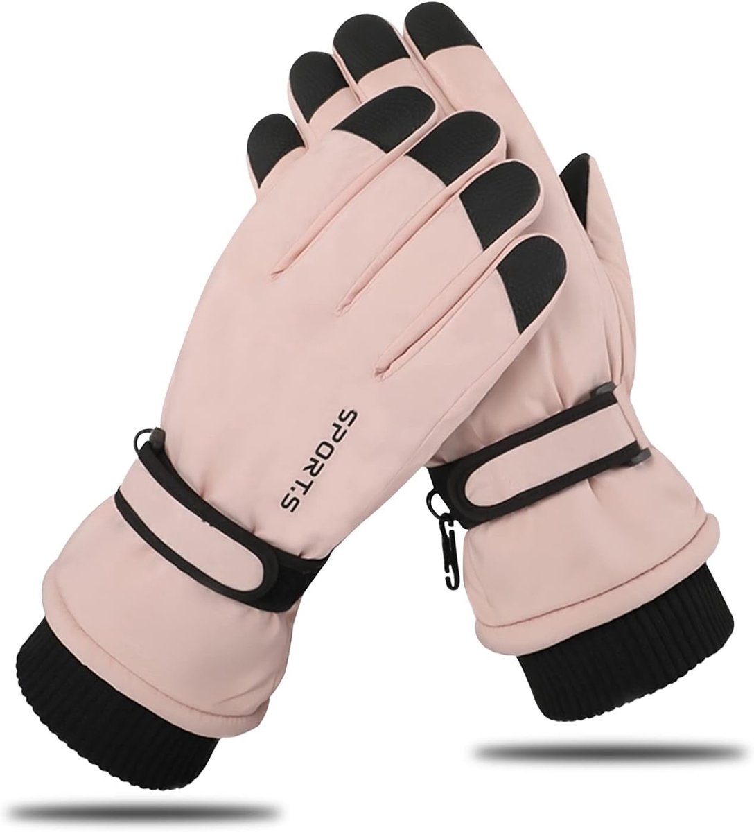 Winterhandschoenen voor dames warme winterhandschoenen waterdicht touchscreen antislip snowboardhandschoenen voor skiën hardlopen en fietsen Zwart