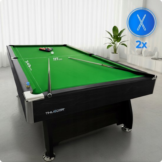 THUNDER BOLD-BLACK-9FT-HOCKEY-PING - 3-in-1 Speeltafel - Biljart, Airhockey en Tafeltennis - 9 ft — afbeelding 2