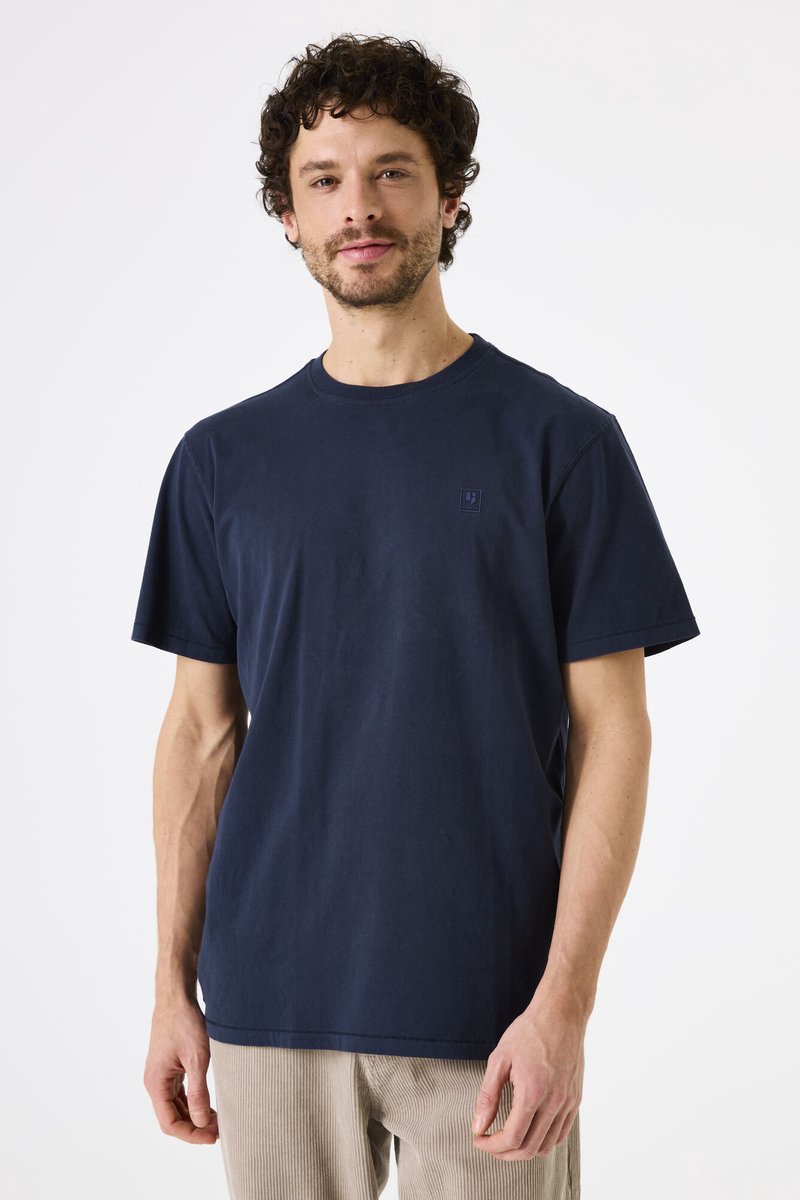 GARCIA Heren Effen T-shirt Blauw Korte mouw