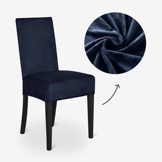 BankhoesDiscounter Velvet Stoelhoes – Steenblauw – Eetkamer Stoelhoezen – Stoelhoezen Eetkamerstoelen – Stoelhoezen Stretch