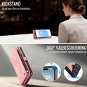 Roze telefoonhoesje in standaardmodus voor films en videogesprekken. Toont valbescherming met luchtkussens.