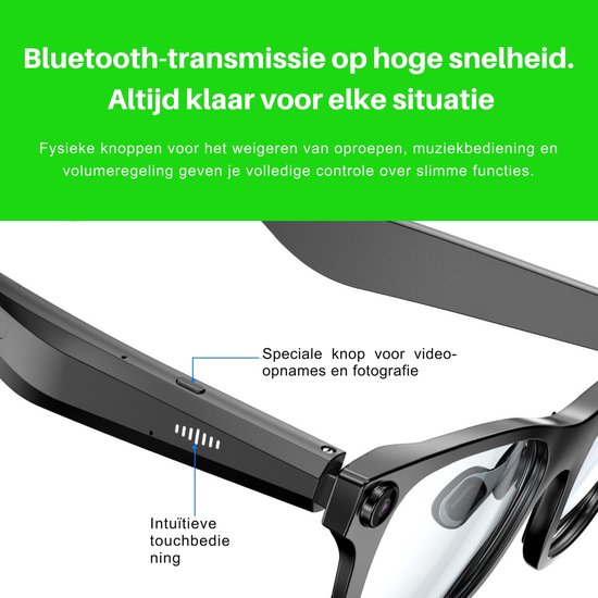 Monvu Stream One AI Bril met Camera 1080P - Handsfree Filmen & Fotograferen - Open-Ear Speakers - Bluetooth - AI Bril met Camera voor Sport, Werk en Dagelijks Gebruik van Monvu — afbeelding 5