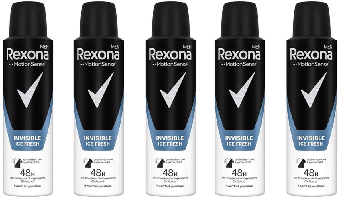 Rexona Men Deodorant / Anti-Perspirant - Invisible Ice Fresh - Voordeelverpakking 5 x 150 ml