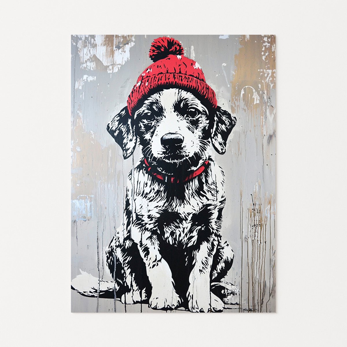 Hond wanddecoratie - Muurdecoratie modern - Poster vintage - 100x150 cm