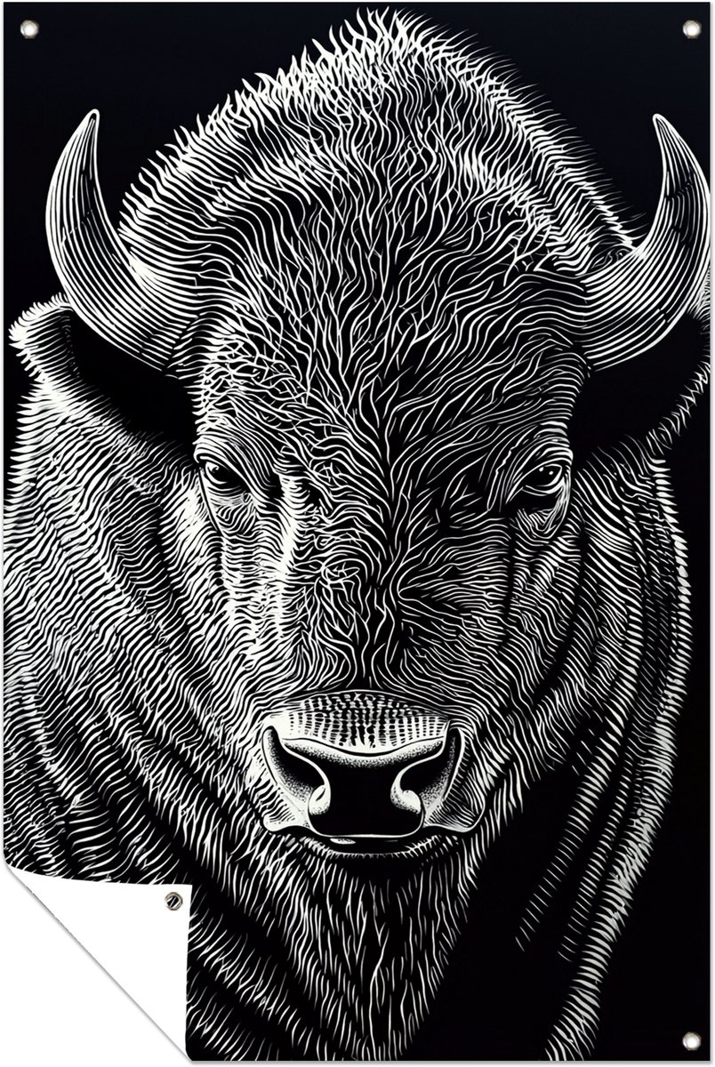 Bizon portret - Tuinaccessoires - Buiten - Tuinposter - 40x60 cm