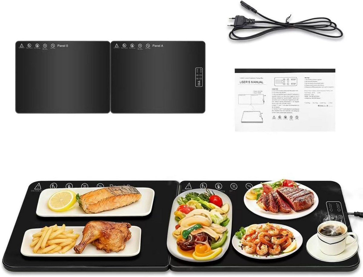 Grote Elektrische Warmhoudplaat met Timer - Instelbare Temperatuur voor Buffet of Catering