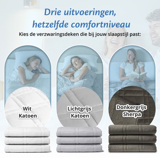 Ella Verzwaringsdeken 7 kg - OEKO-TEX Katoen Zwaartedeken 150 x 200cm- Weighted Blanket - Verzwaarde Deken - Grijs