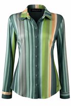 Angelle Milan - Chemisier à rayures Multi-vert pour femme - Tissu de voyage - Respirant - Infroissable - Durable - Taille XXL - en 5 tailles !