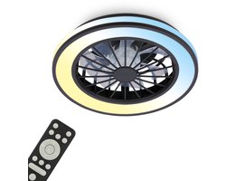 BRILONER Venturo – Plafondventilator met verlichting – LED plafondlamp met ventilator – dimbaar – 5 snelheden – zomer- en wintermodus – CCT – Ø38 cm – zwart