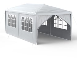 NAIZY Pavilion 3x6m Tuinpaviljoen Tent Waterdichte Stal met 4 Zijpanelen & Ramen & Vaste Grondnagels Party Tent Winterbestendige UV Bescherming, grijs