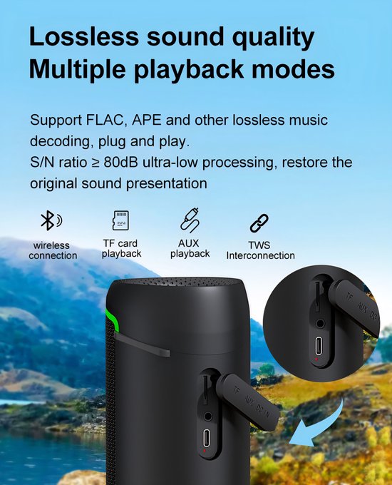 Draagbare Bluetooth Speaker met Krachtige Bass & RGB-Verlichting van Merkloos — afbeelding 3