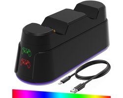 Oplaadstation geschikt voor Playstation 5 - Dual Oplader geschikt voor Sony PS5 - Met RGB-lichteffecten - Charging Dock - Controller Oplaadstation geschikt voor PS5 - LED Indicatie - Charging station - Stijl 3