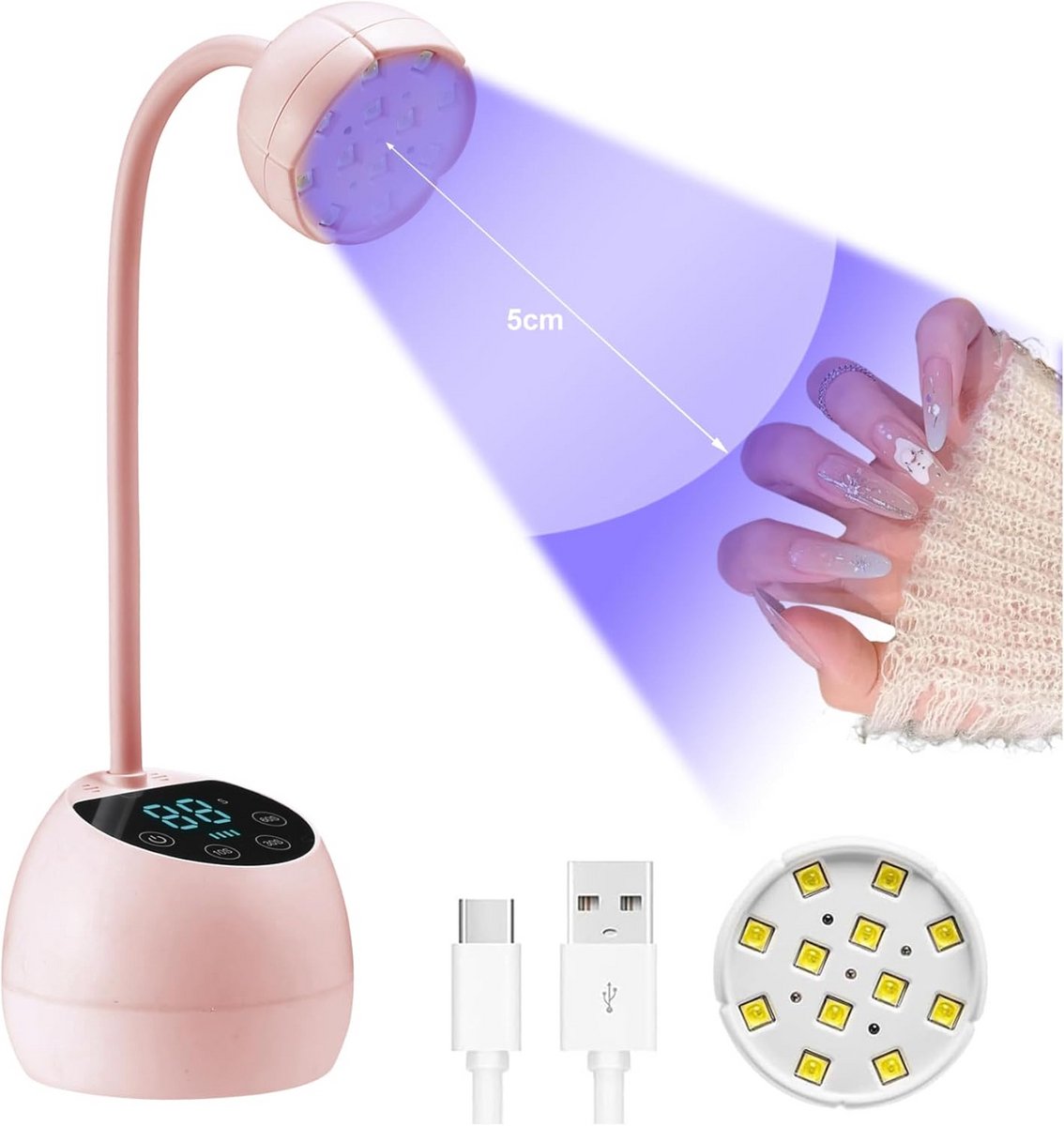 Draagbare Mini UV LED Nagellamp met Slimme Timer en Display