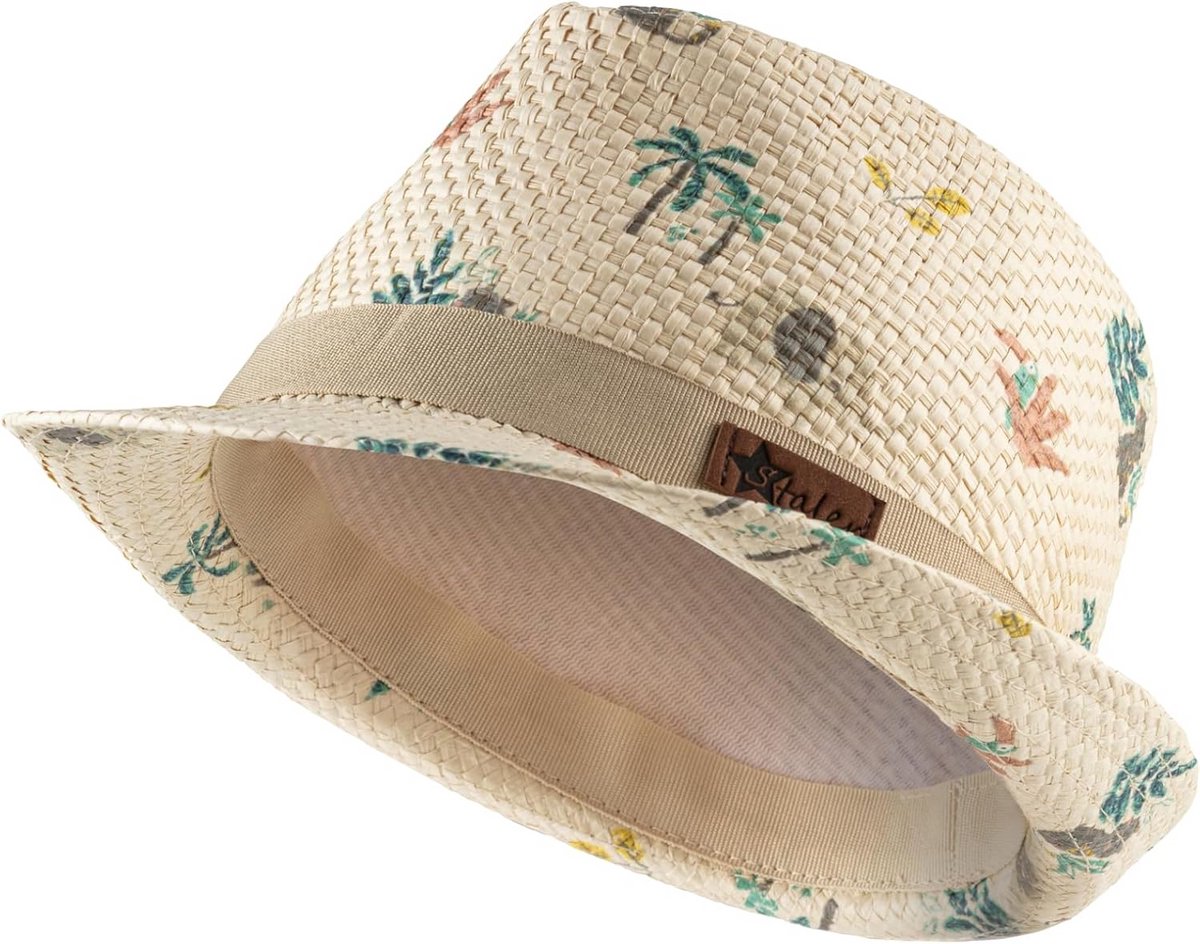 Zomer Strohoed Jongen met Safariprint en Strikdetail