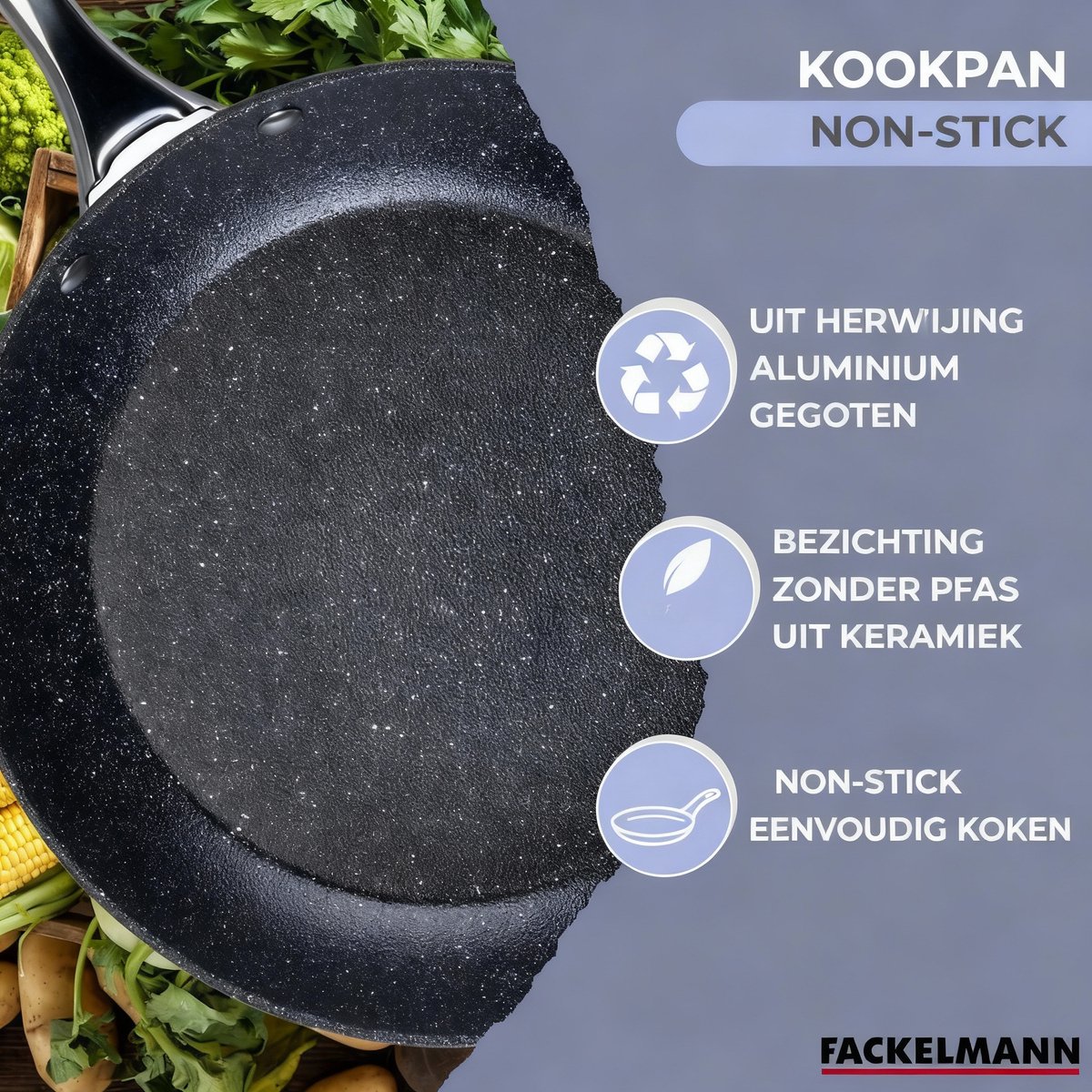 Edënbërg Stonetec Line - Luxe Aluminium Kookpan met Deksel - 28 cm | bol