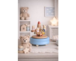 Bébli - Muziekdoos - Wooden Music Box - Flying Pig - Melody: 'The city of the sky' - Het perfecte cadeau voor een verjaardag of babyshower