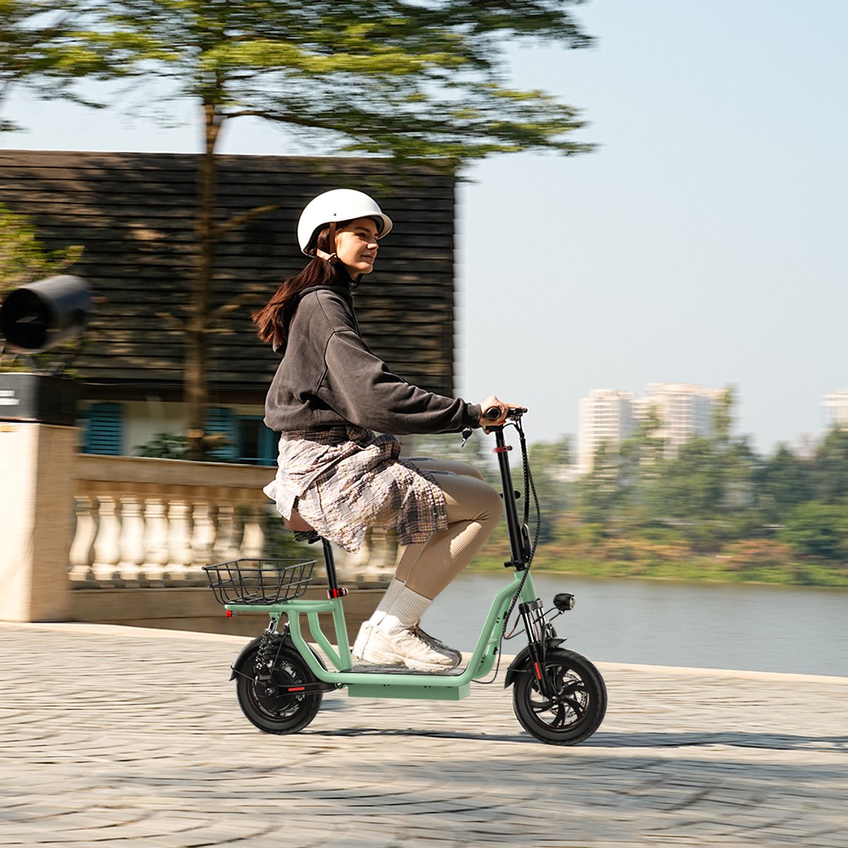 Elektrische Step iScooter i12 voor Groen Volwassenen met Zitje 120kg 12 inch Dubbele Voor- en Achter Dempers 500W Actieradius 35km 42V7.5Ah – foto 6