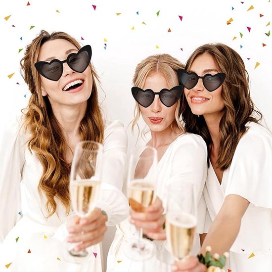 5x Bril hartjesvorm - Zonnebril - Heart shaped sunglasses - Carnaval - Verkleedkleding - Party glasses - Feestbril - Grappige/gekke bril - Zwart - Jonyx van Merkloos — afbeelding 2