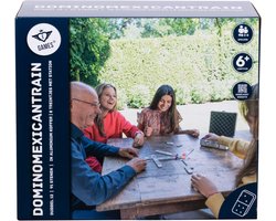 Domino Dubbel 12 Mexican Train – 91 Stenen met Gekleurde Ogen – Luxe Aluminium Koffer met Handvat – 