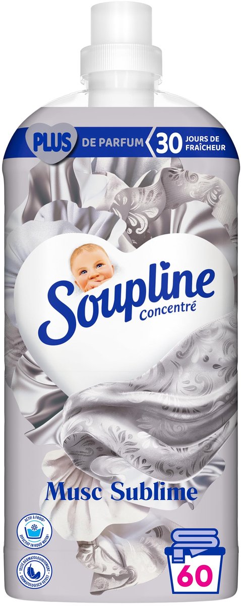 Soupline Concentré Musc Sublime 1,26 L – Geconcentreerde Wasverzachter – Tot 60 Wasbeurten – Intense Zachtheid & Luxe Muskusgeur