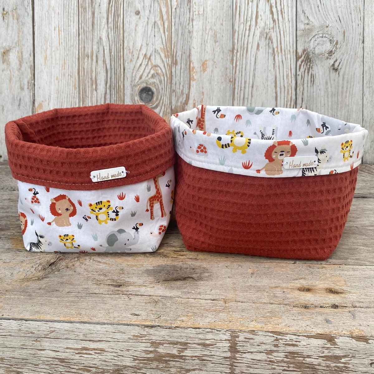 Lovely Stitches Commodemandjes Jungle Dieren Terracotta – Set van 2