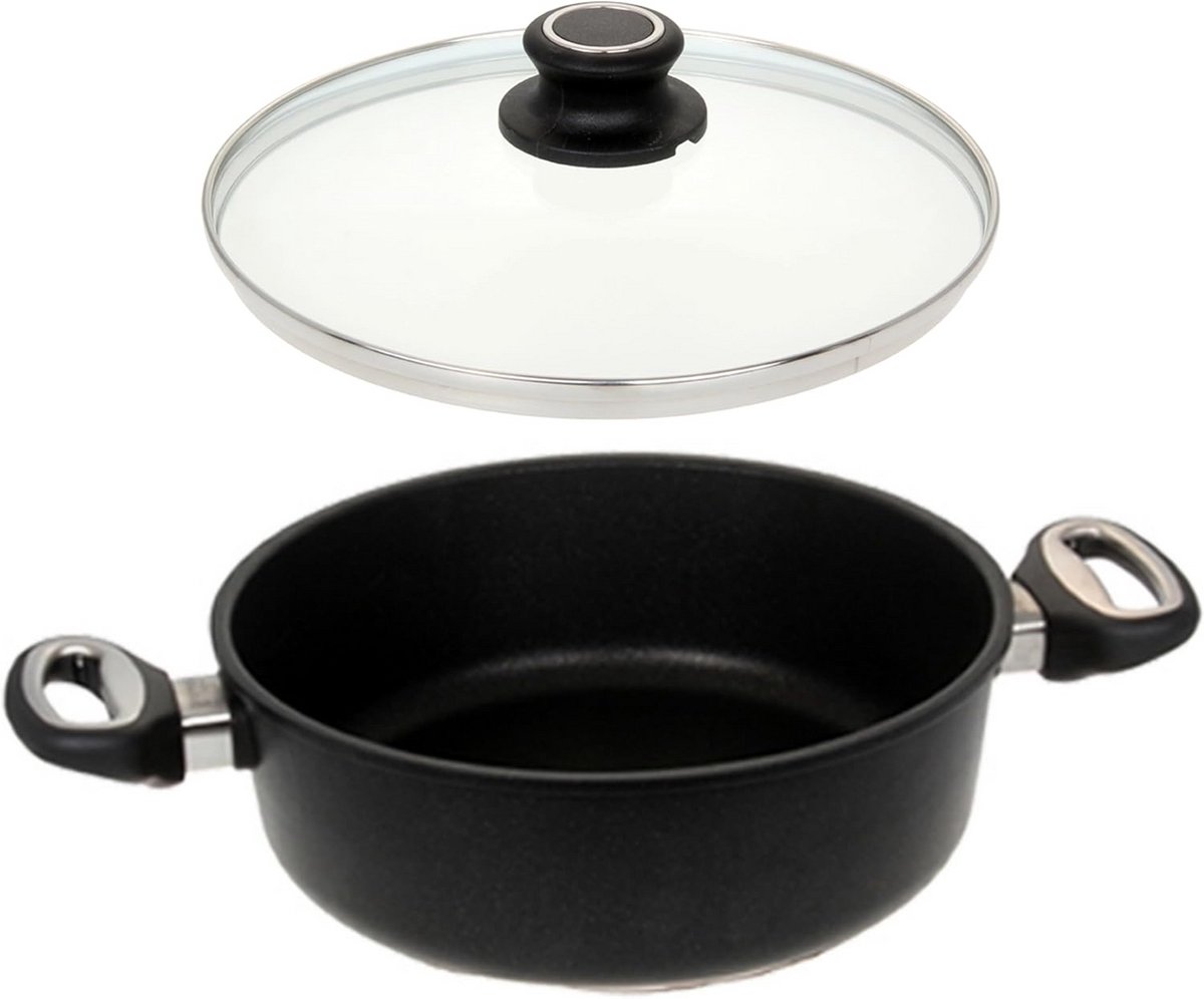 Gietijzeren Braadpan Ø 32cm met Glazen Deksel - Hoge Kwaliteit Kookgerei