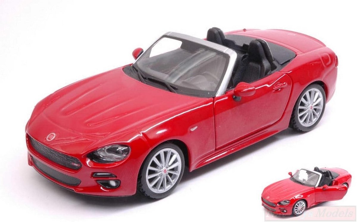 Gietmodel Fiat 124 Spider 2016 Rood Schaal 1:24 Diecast Modelauto