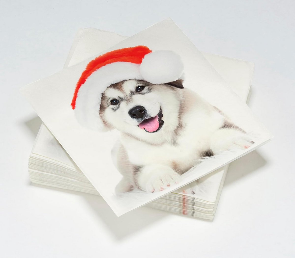 20 Kerstservetten met Husky Hondenthema, 33x33 cm