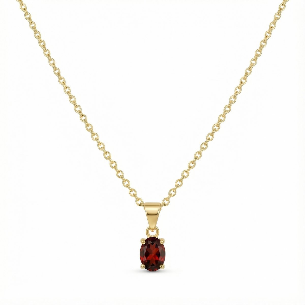 Petit Comité - Ketting Dames Vintage Geboortesteen Granaat -Januari - 14k gold plated - Cadeau Dames