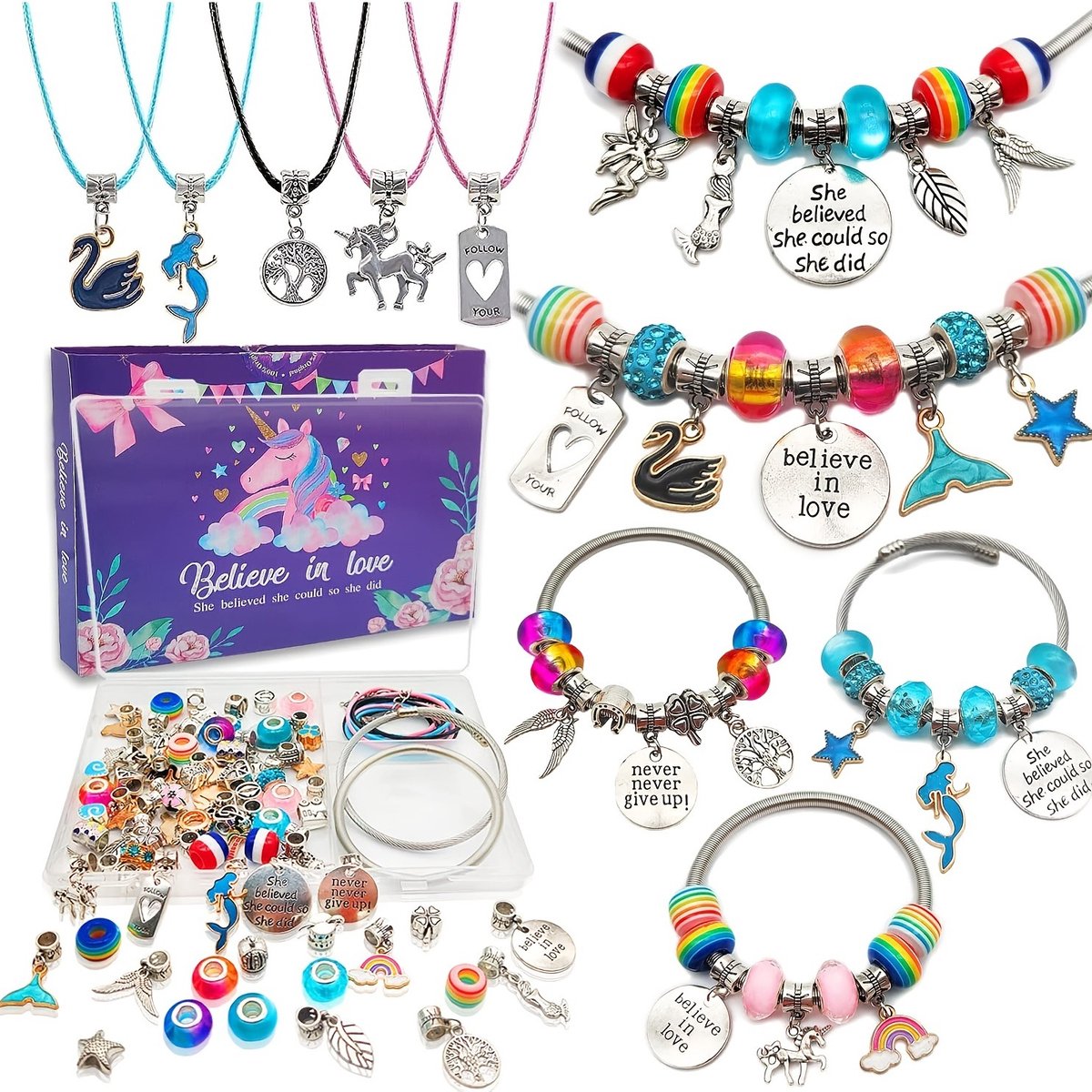 Kraftverdia DIY Armband Sieraden Kinderen - Kralen Set - Unicorn Design - Knutselpakket