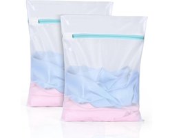 Waszakken - 2 Stuks - Tas Wasnetten - Polyester - Met Rits - Wasnetten - Waszakken voor Wasgoed - Kledingzak voor wasmachine-opslag - Bescherm je Wasgoed en Wasmachine - 60x60 cm - Wit