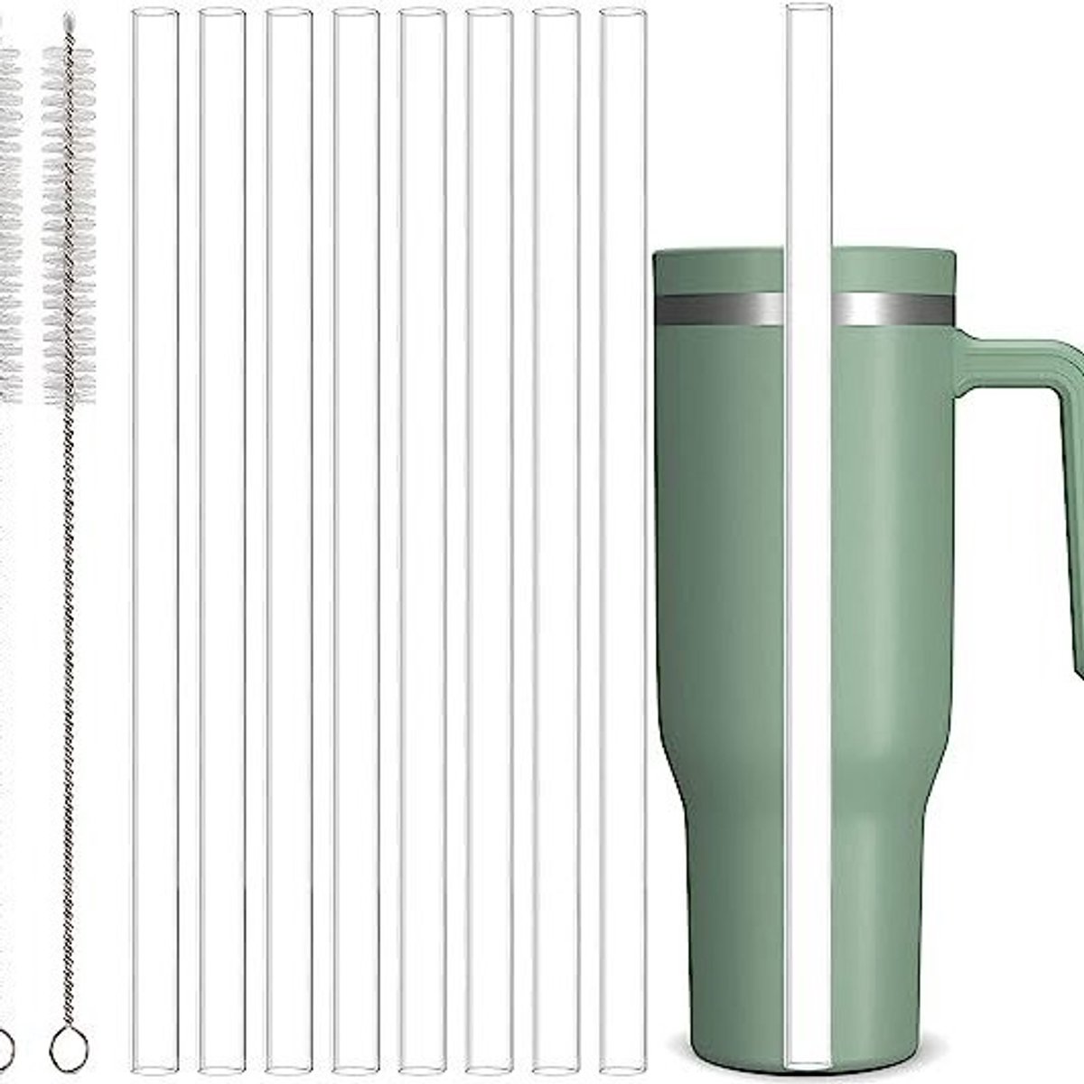 Geschikt voor Stanley Ice Master Space Mug drinkrietjesset - Geïsoleerde mok rietjesset - 8 rietjes, 2 borsteltjes